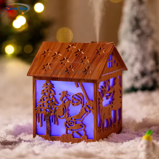 منزل عطري مضيء بتصميم خشبي – مرطّب هواء بإنارة ليلية ساحرة