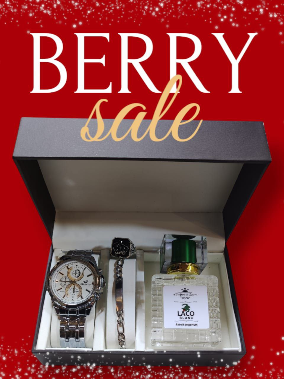 علبة هدايا رجالية فاخرة (ساعة، سوار وعطر)