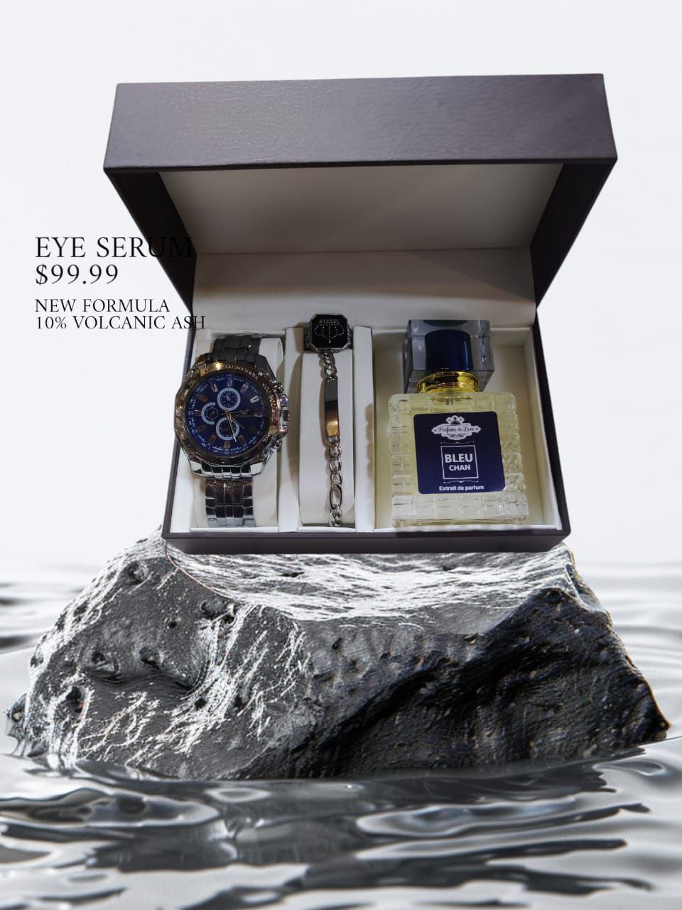 علبة هدايا رجالية فاخرة (ساعة، سوار وعطر)