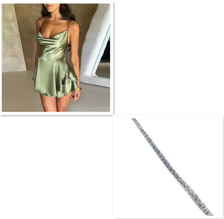 Robe courte satinée dos nu – Élégante et tendance pour soirées