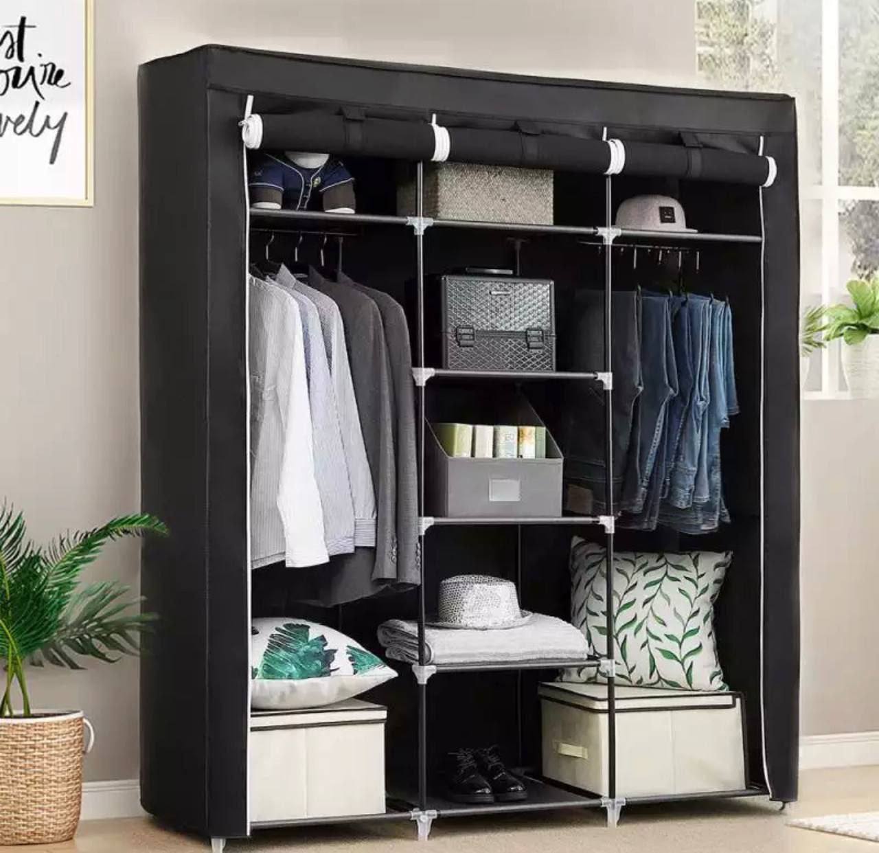 خزانة قماش متعددة الاستخدامات لتنظيم الملابس والأغراض