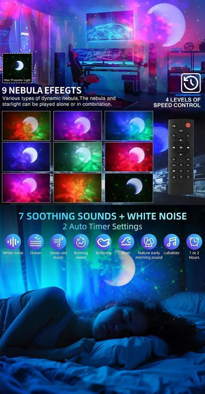 روبوت فضائي للديكور بإضاءة نجوم ملوّنة وصوت موسيقي