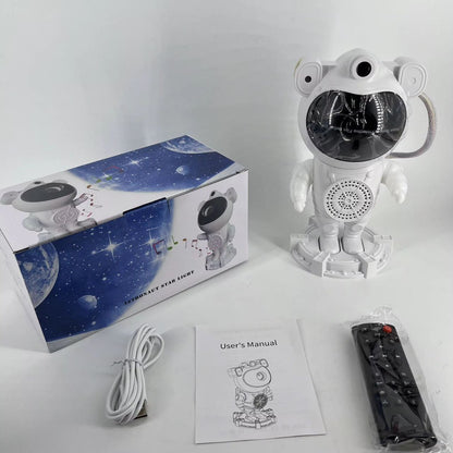 روبوت فضائي للديكور بإضاءة نجوم ملوّنة وصوت موسيقي