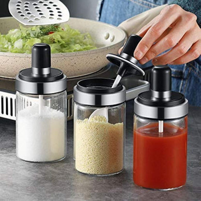 علب تنظيم التوابل للمطبخ مع ملعقة مدمجة – عرض خاص