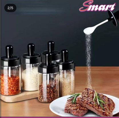 علب تنظيم التوابل للمطبخ مع ملعقة مدمجة – عرض خاص