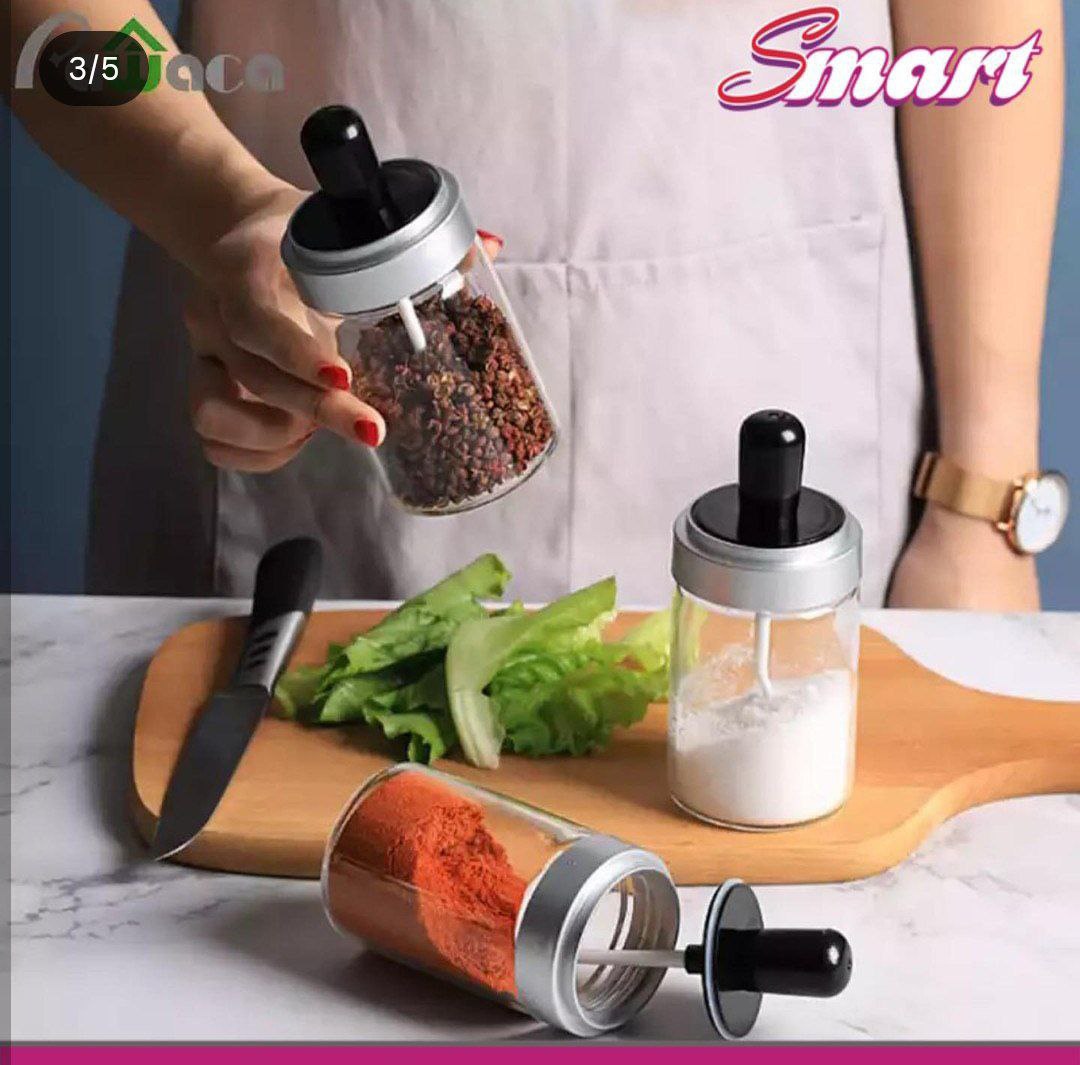 علب تنظيم التوابل للمطبخ مع ملعقة مدمجة – عرض خاص