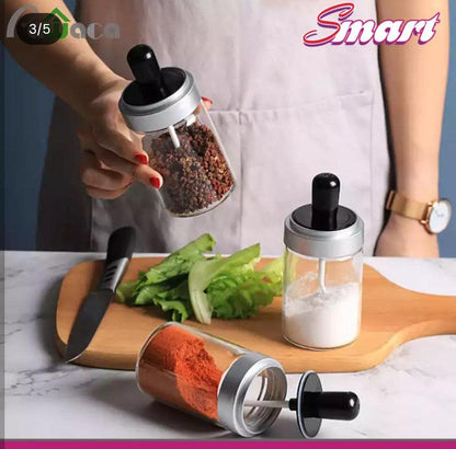 علب تنظيم التوابل للمطبخ مع ملعقة مدمجة – عرض خاص