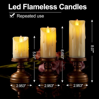 شموع مضيئة واقعية بتصميم ذهبي – مثالية للديكور والمناسبات