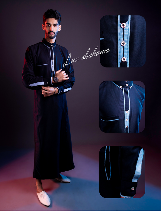 Qamis Traditionnel avec Détails Argentés