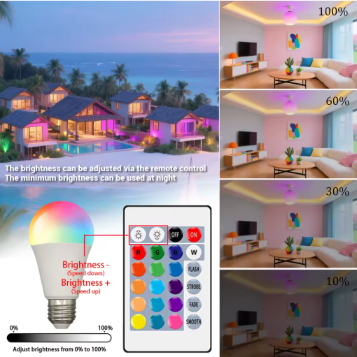 لمبة LED متعددة الألوان بـ 16 لون