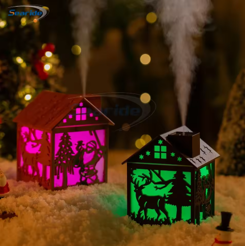 منزل عطري مضيء بتصميم خشبي – مرطّب هواء بإنارة ليلية ساحرة