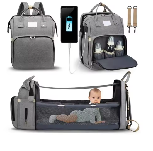 حقيبة عناية بالرضيع مع سرير متنقل وجيوب حرارية – حل متكامل لكل مستلزمات الطفل